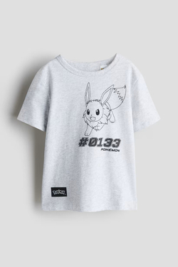 H&M Футболка с принтом, светло-серый