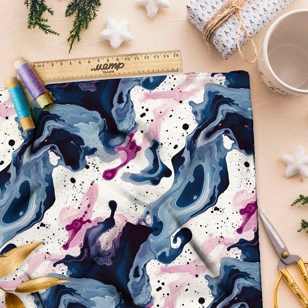 Ткань премиум габардин абстрактные пятна