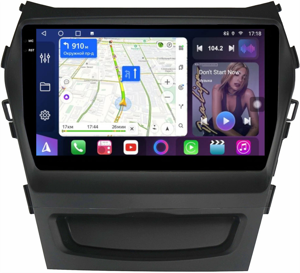 Магнитола для Hyundai Santa Fe 3 2012-2018 (климат на ШГУ) - FarCar BM209M монитор 9.5" QLED на Android 14, TS10, 4+32Гб, CarPlay, 4G SIM-слот