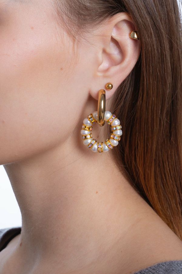 Подвеска Кольцо из жемчуга с инкрустированным разделителем