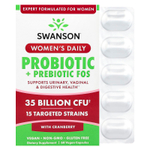 Swanson Vitamins, Ежедневный пробиотик и пребиотик ФОС для женщин с клюквой, 35 млрд КОЕ, 60 веганских капсул