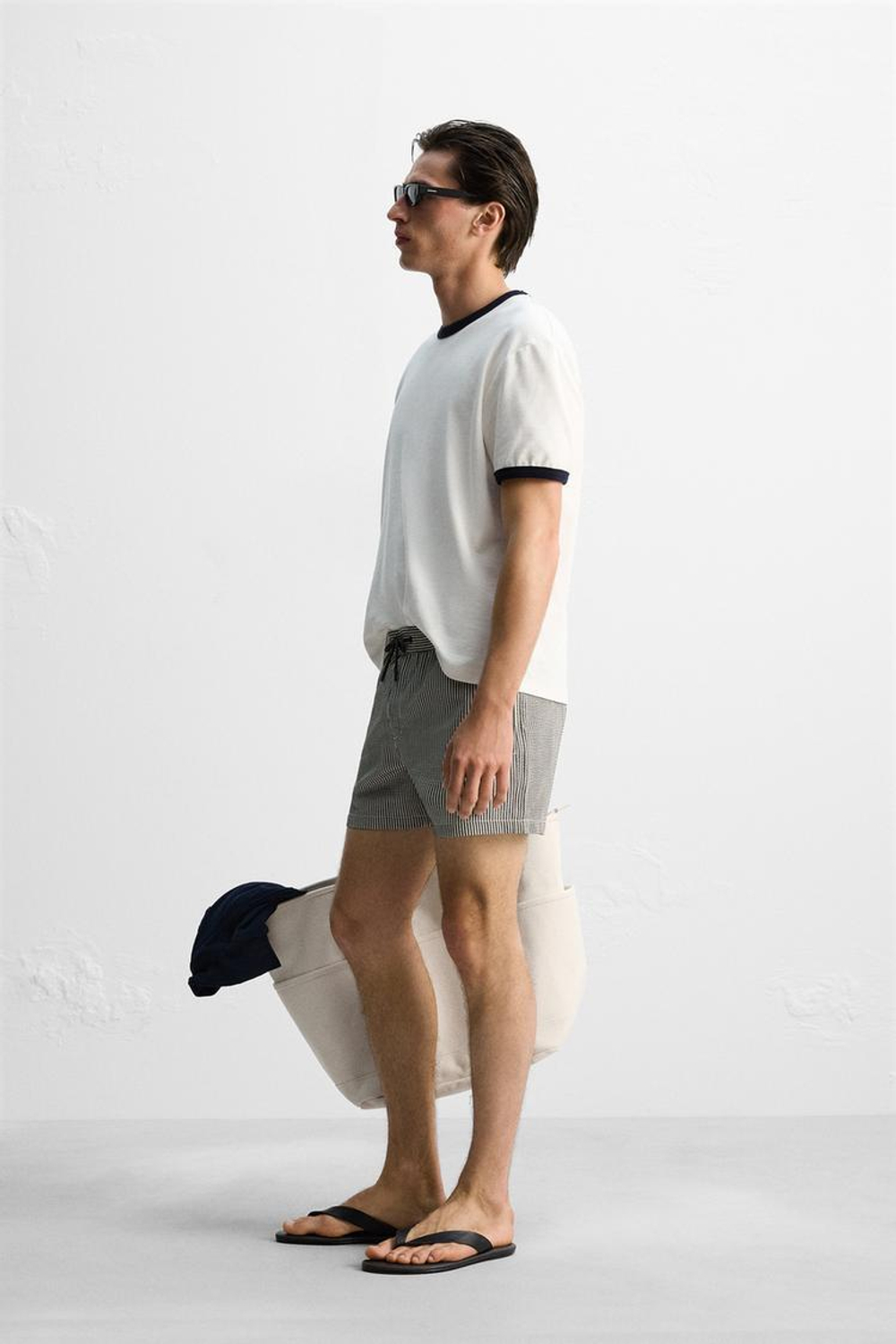 ZARA ПЛАВКИ SEERSUCKER, ЧЕРНЫЙ