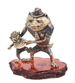 Народные промыслы AM-4119 Фигурка «Волк Вульфыч» (латунь, янтарь)