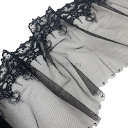 Вышивка на сетке черная 22 см