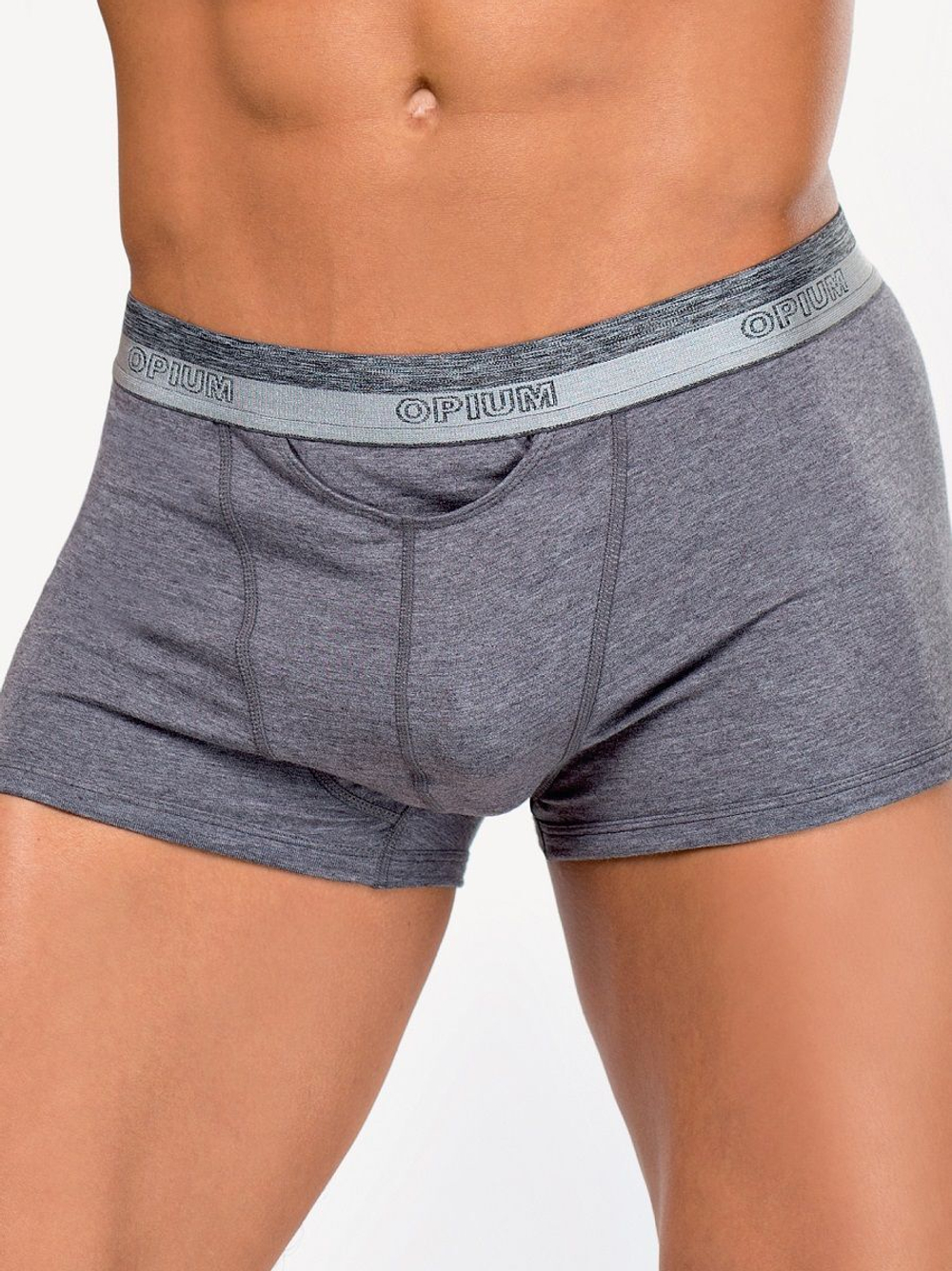 Мужские боксеры с шелковистой брендированной резинкой (Размер: M) (Цвет: серый меланж)