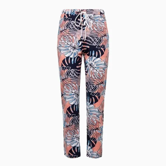 Брюки женские с принтом, цвет белый/розовый, размер 52
