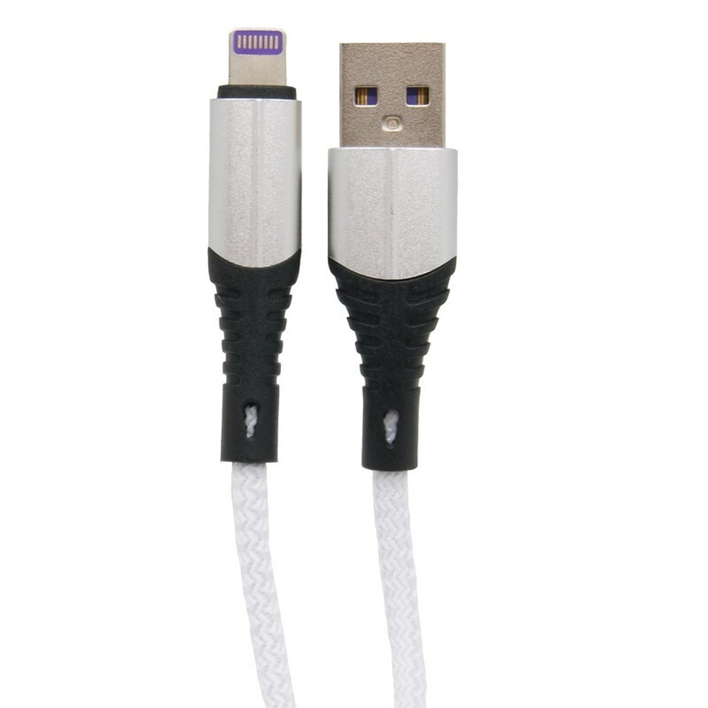 Кабель USB - Lightning Lace 3A (белый) 1м