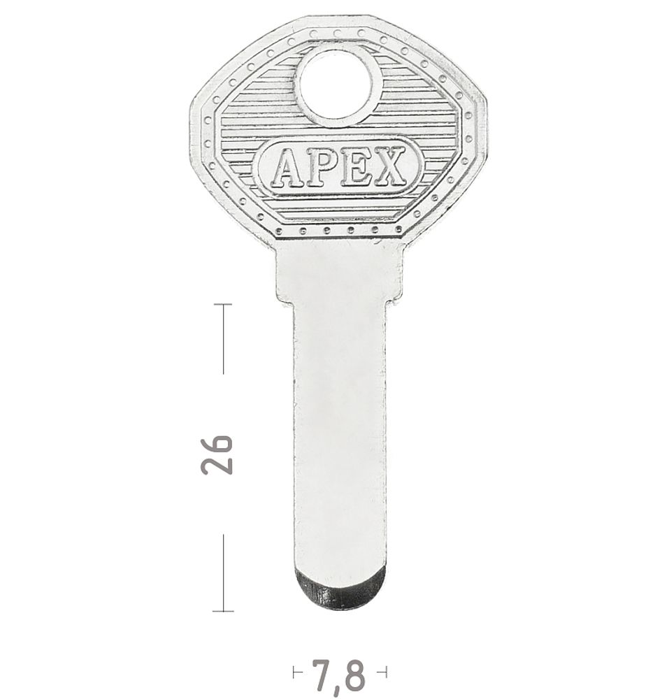 Заготовка вертикального ключа 10602 APEX-02 2.5MM (APEX2.5) КНР