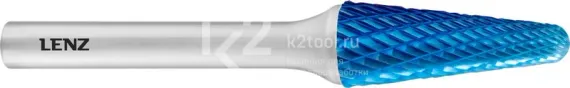 Борфреза твердосплавная LENZ форма L (конус с закругленной головкой), 6х18х6х50 мм, насечка №3, с покрытием, арт. LZBL 020 C3