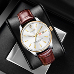 KANGOL Prestige Collection Trendy Era Automatic Mechanical Movement Genuine Leather Strap Watch Men"s Watches