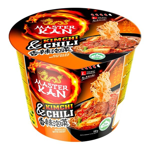 Лапша быстрого приготовления Kimchi Chili со вкусом говядины Master Kan, чашка 100 г