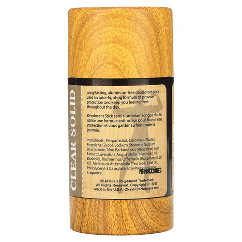 Okay Pure Naturals, Мужской дезодорант без алюминия, свежесть, 3 унции (85 г)