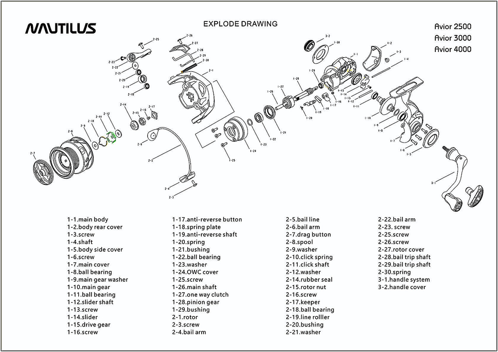 Катушка Nautilus Avior 3000 bb5+1 255г 0.221/0.247/0.285мм-140/115/90м 5.3:1