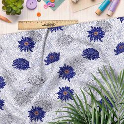 Ткань лен силуэты васильков