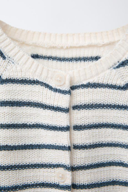 ZARA ТРИКОТАЖНЫЙ КОМБИНЕЗОН В ПОЛОСКУ, ЭКРЮ