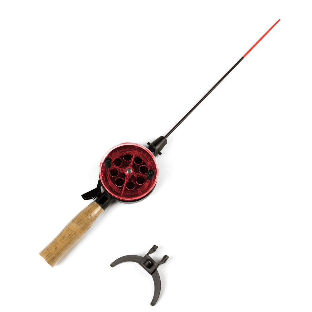 Удочка зимняя Три Кита Техно d-75, с пробковой ручкой (хлыст стекловолокно), Красная