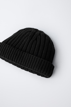 ZARA ШАПКА КРУПНОЙ ВЯЗКИ, ЧЕРНЫЙ