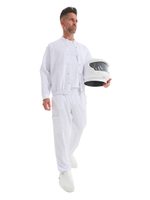 Бомбер медицинский мужской Тезис TZ690, на кнопках с эластичным поясом, белый, 54