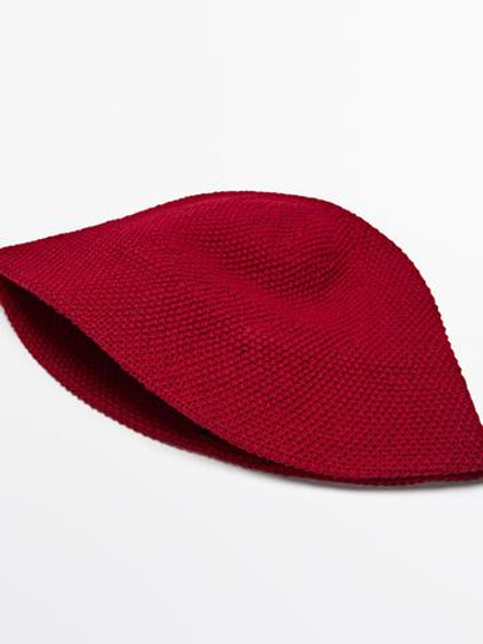 Massimo Dutti Шапка бини из смесовой шерсти, красный