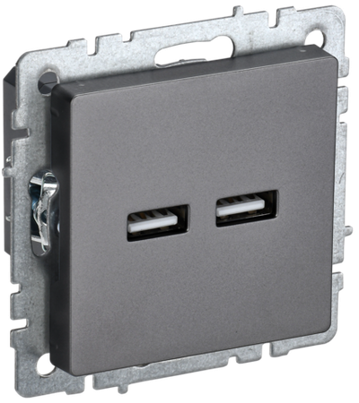 BRITE Розетка USB A+A 5В 3,1А РЮ10-1-БрС сталь IEK