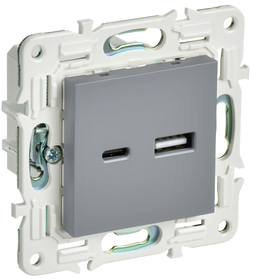 SKANDY Розетка USB A+C 3,1А SK-R14Gr серый IEK