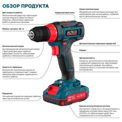 Шуруповерт ALTECO дрель аккумуляторная CD 21-35