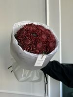 Моно из одноголовой хризантемы бордового оттенка 9 шт