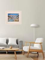 Картина авторская акварельная в паспарту 40х50 см на стену для интерьера "Белуха и Ак-Кем. Горный Алтай"