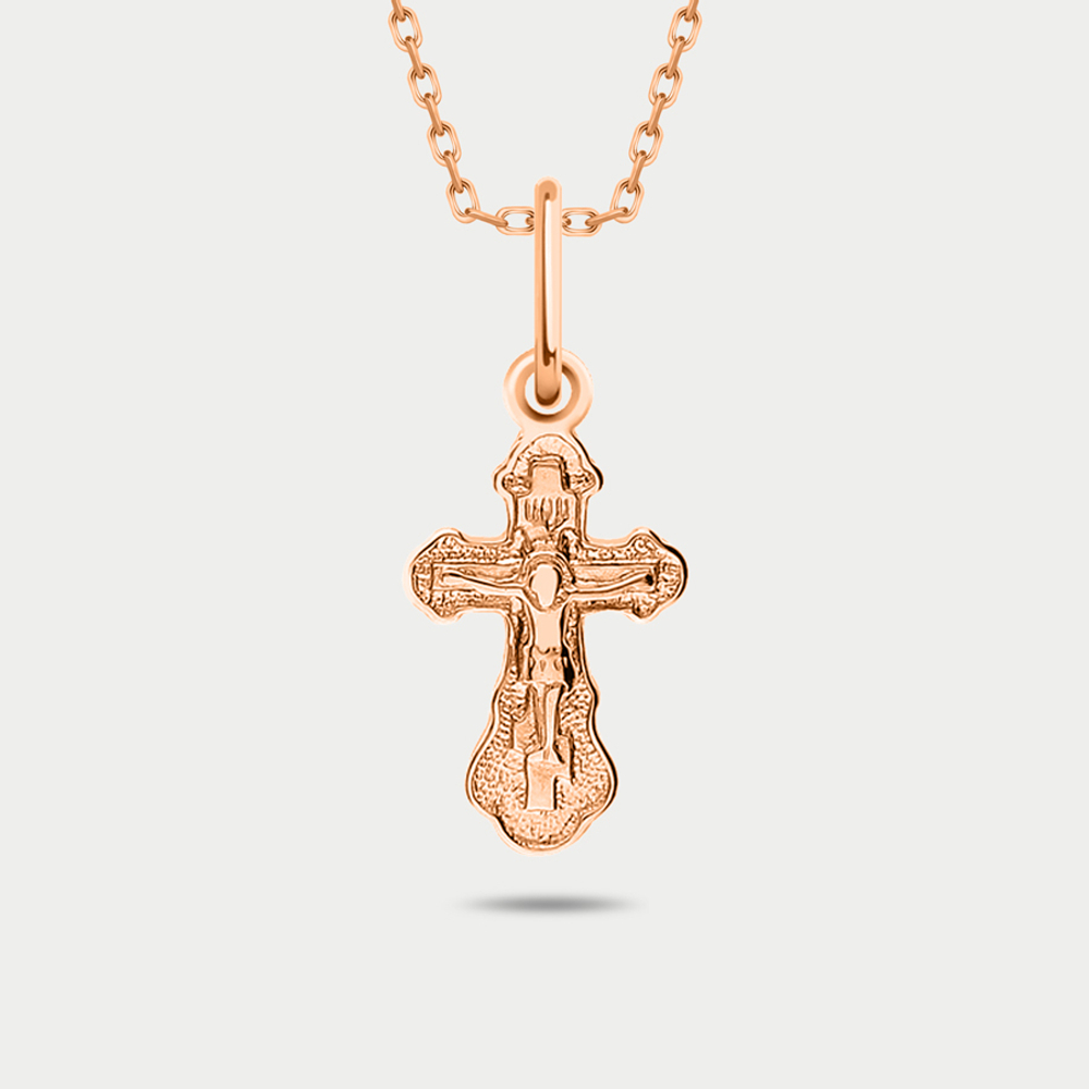 Крест женский православный из розового золота 585 пробы без вставок (арт. 3071)