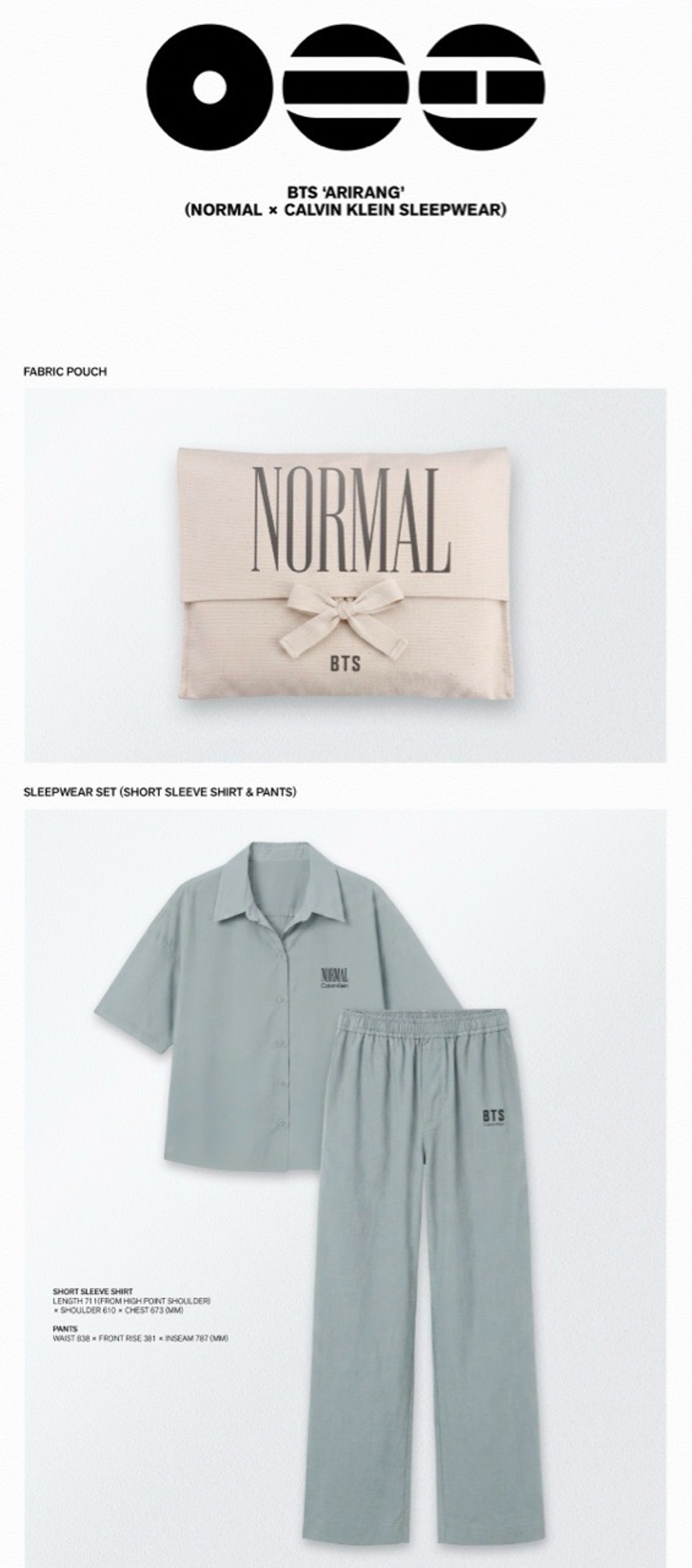 Мерч BTS - ARIRANG (NORMAL x CALVIN KLEIN SLEEPWEAR)