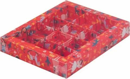 Коробка для 12 конфет "Щелкунчик" с прозрачной крышкой 19х15х3 см