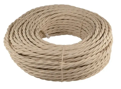 Ретро провод, витой кабель 10 метров 3x2.5 Retrika, слоновая кость, RP-32506-10