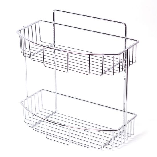 Полка для ванной 2-ярусная полуовальная 30,5х15х29,5 см. Besser BS 0282D из хромированной стали