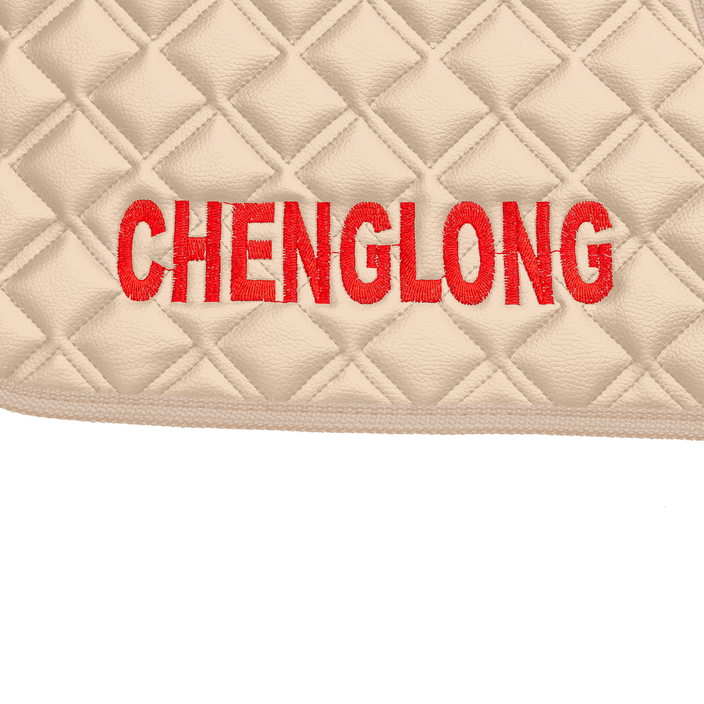 Ковры CHENGLONG (экокожа, бежевый, бежевый кант, красная вышивка)