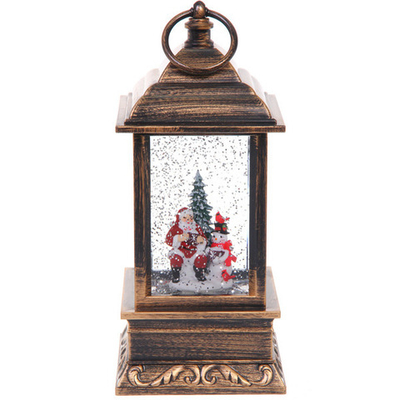 Сувенир с подсветкой «Новогодняя ночь» 10,5*10,5*23,5 см, мелодия, подсветка, эффект снегопада (работает от 3*АА, USB)