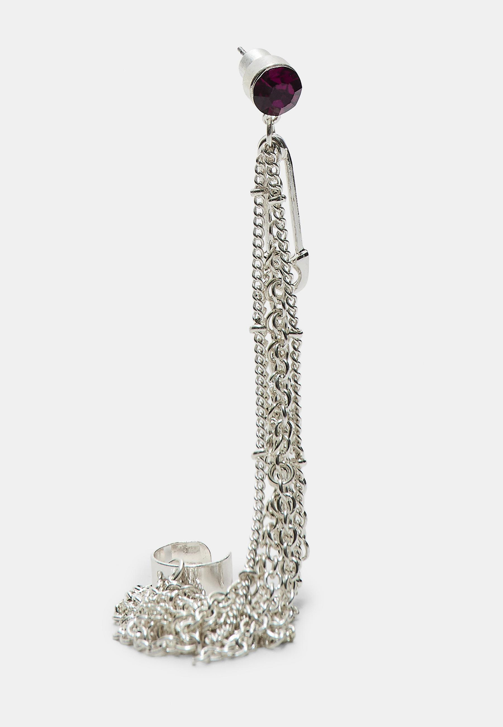 STRADIVARIUS Серьга-кафф с каскадной цепочкой, серый