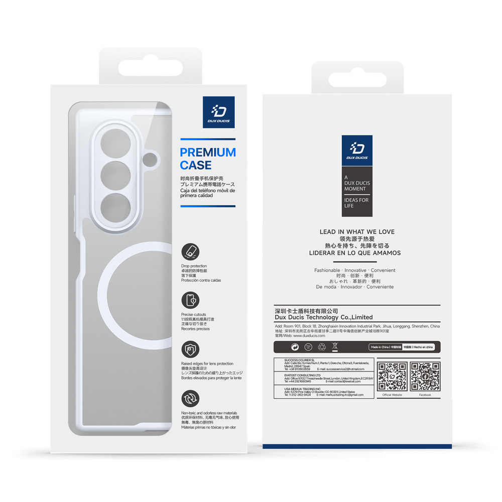 Чехол матовый полупрозрачный белого цвета с MagSafe для Samsung Z TriFold, серия Expn Series Magnetic от Dux Ducis