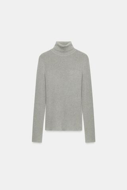 ZARA СВИТЕР ИЗ ШЕРСТИ С ВЫСОКИМ ВОРОТНИКОМ, СЕРЫЙ