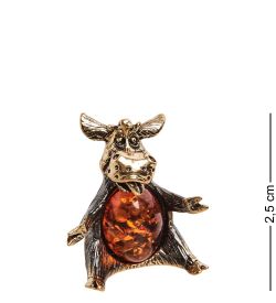 Народные промыслы AM-2831 Фигурка «Бык обнимашки» (латунь, янтарь)