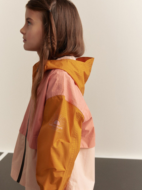 Куртка водонепроницаемая с капюшоном для девочки Next E25-194, Персиковый, Розовый