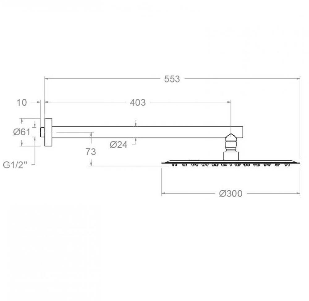 Тропический душ настенный круглый 300мм нерж. сталь BH02RM300GR графит