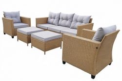 "Бостон" лаунж-зона из искусственного ротанга, цвет соломенный