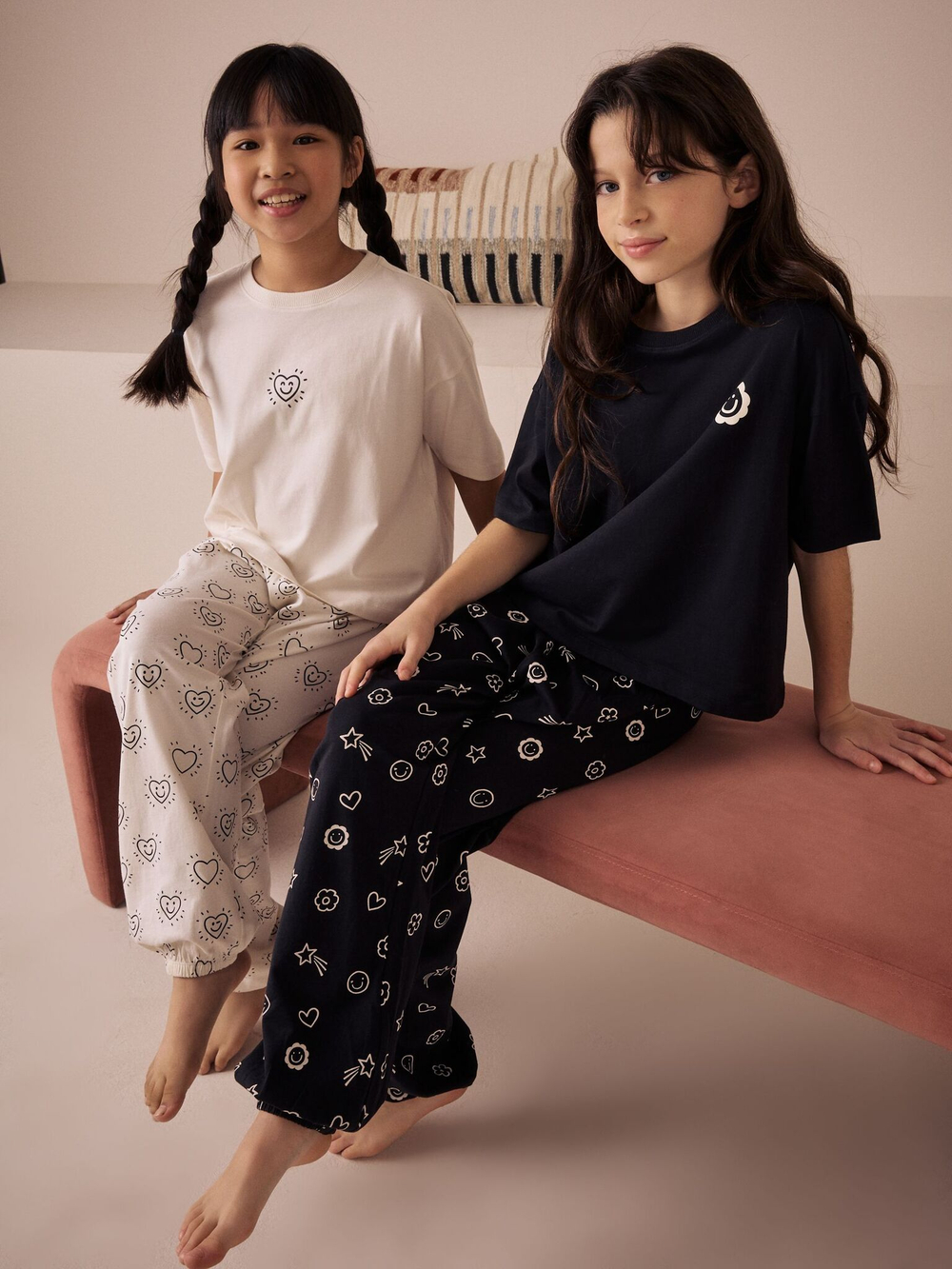 Пижама для девочки Next AC2-707, 2 шт., Черный, Молочный