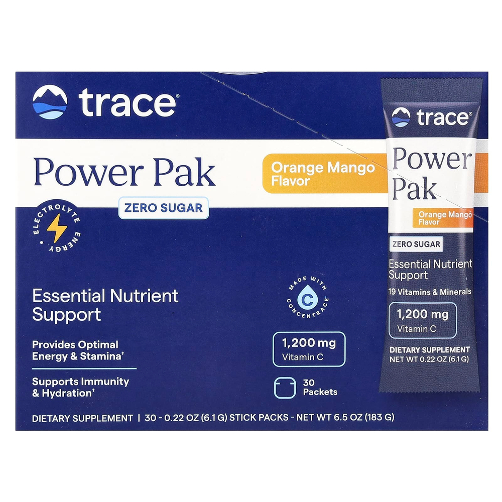 Trace, Power Pak, без сахара, апельсин и манго, 30 пакетиков по 6,1 г (0,22 унции)