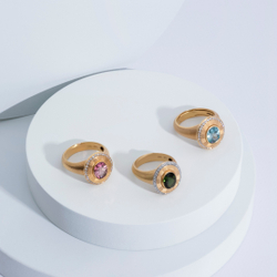 Кольцо с Цирконом и Бриллиантами, R0084-0/46