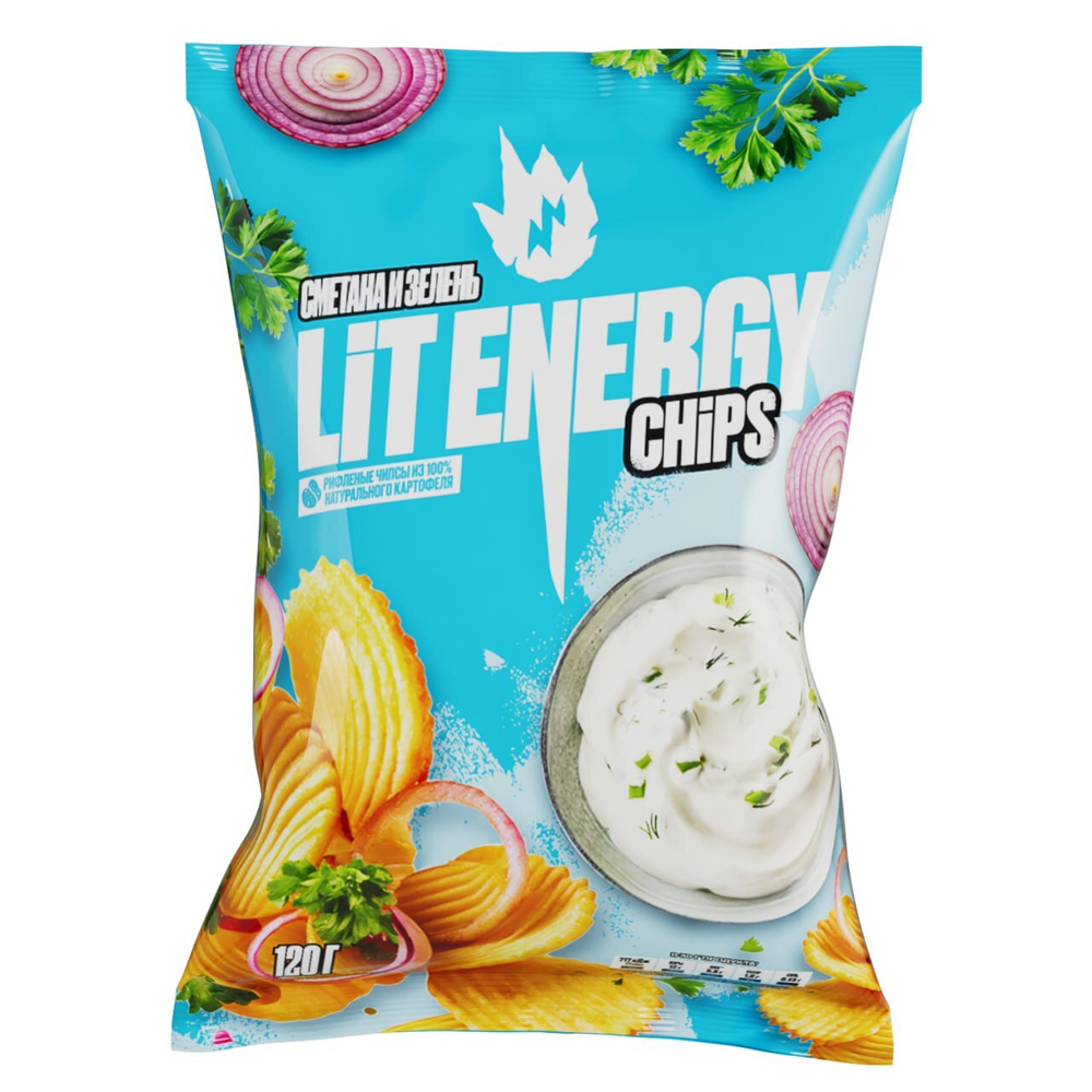 Чипсы "LIT ENERGY" Сметана и зелень 120г