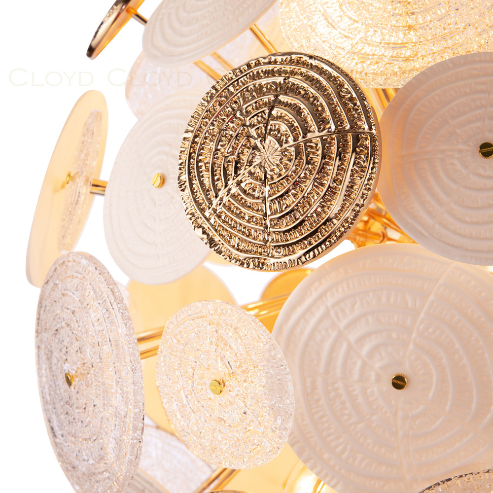 Люстра Cloyd SOLAR C12 / Ø50 см - бел.керамика - золото (арт.10660)