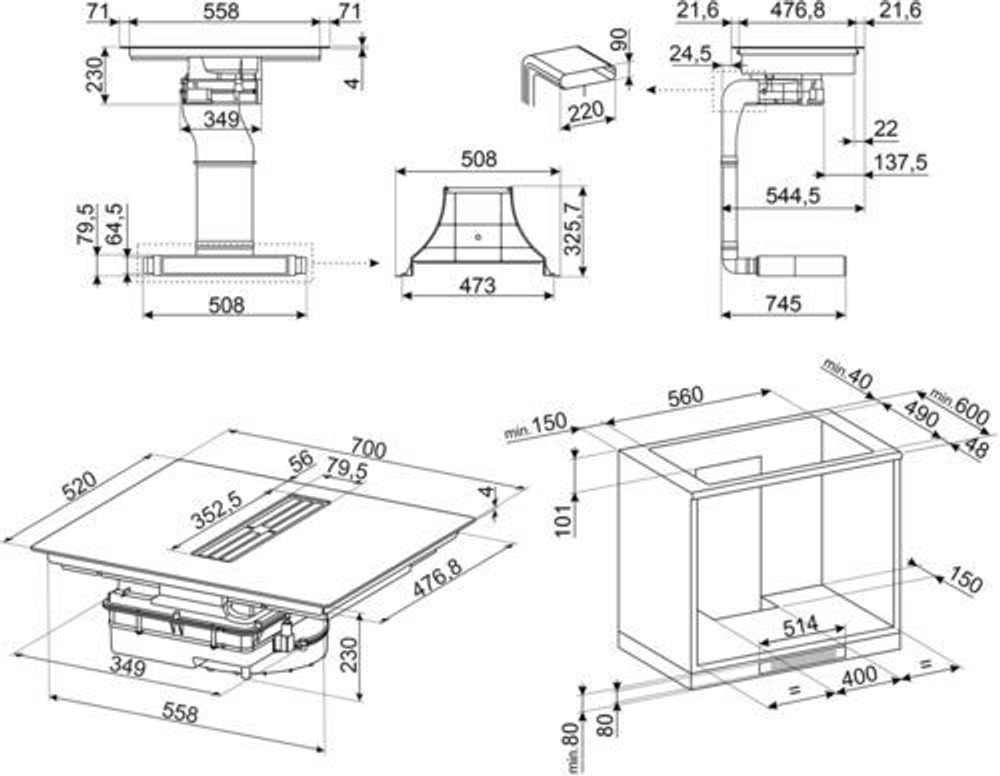 Встраиваемая индукционная варочная панель Smeg HOBD472D