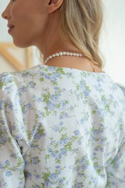 Платье из хлопка с голубыми цветами