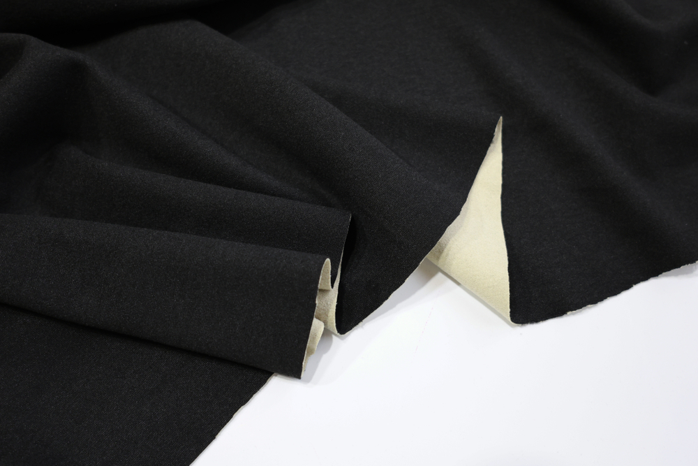 ЧЕРНЫЙ - Кашемировое двухстороннее термополотно для термобелья (1379 Маша)